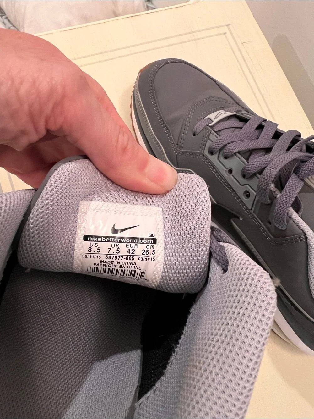 Nike Grey and Black Air Max Sneaker with Gum Sole